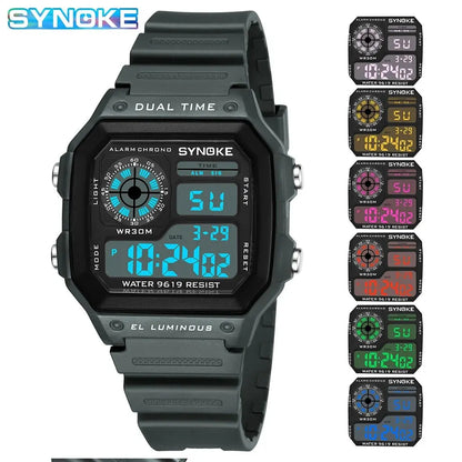 SYNOKE Montres Digitales Hommes Sport Lumineuses Multifonction Étanche Femmes Montre-Bracelet Extérieure et Course Étudiant Sept Lumières