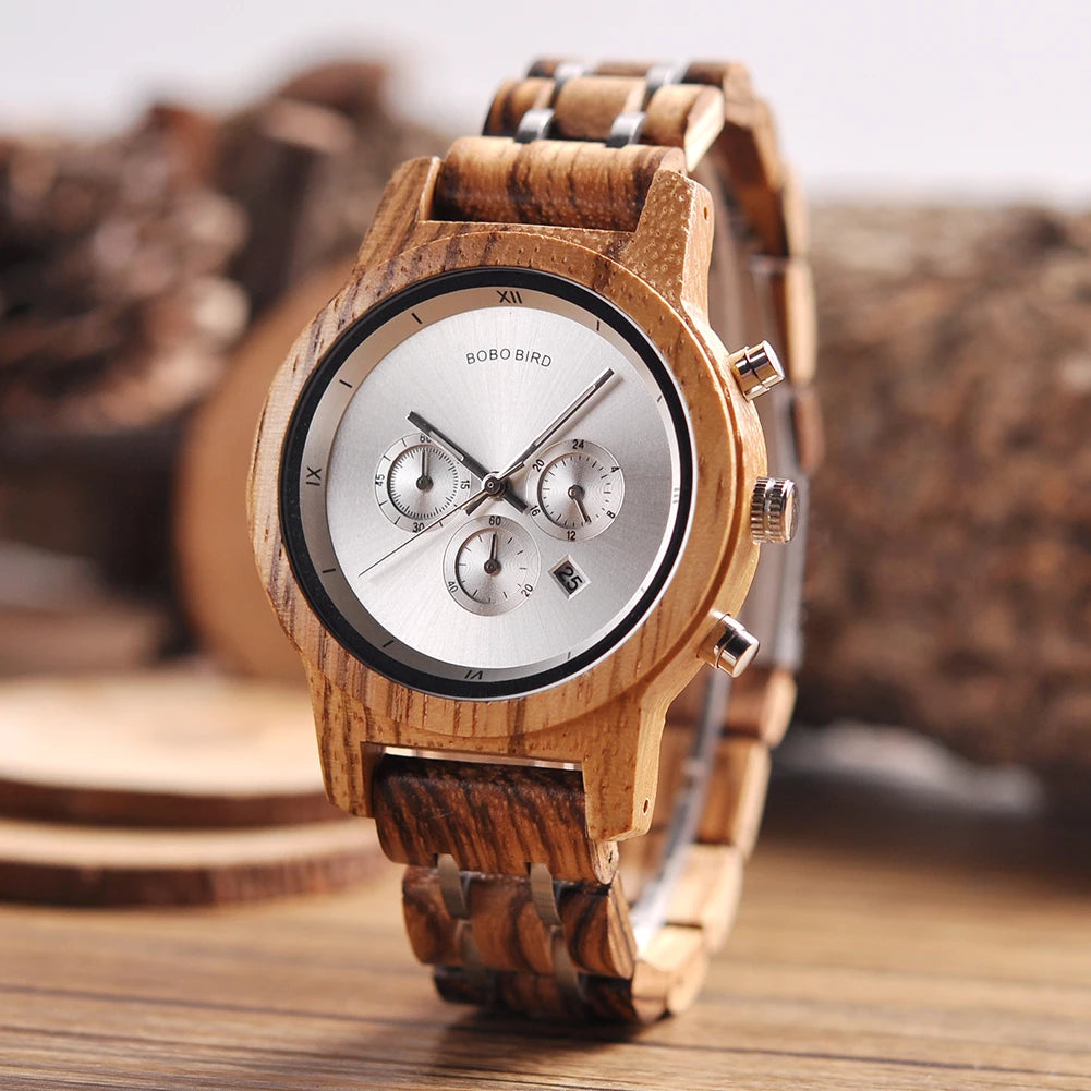 BOBOBIRD Customizable Engraved Wooden Watch for Men - Unique Personalized Birthday Gift for Dad Son Husband Boyfriend Special