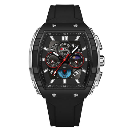Montres-bracelets de mode en quartz OFNS pour homme, lumineuses, étanches, chronographe, calendrier, bracelet en silicone, montre de sport de luxe d'extérieur pour homme
