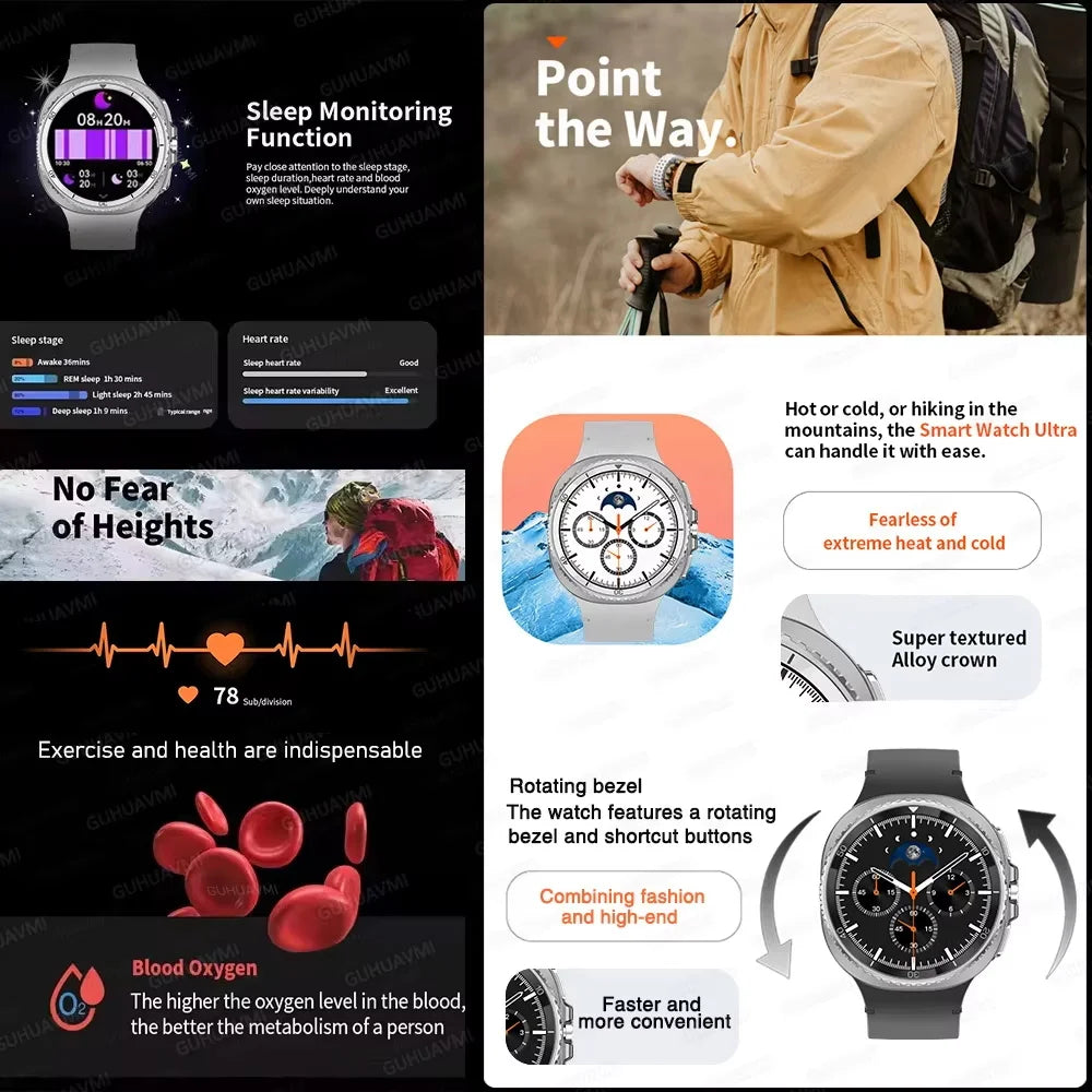2026 Fashion New Watch 8 Ultra Classic Smar Watch GPS Compass NFC 46mm HD Call Chat GPT 3ATM Waterproof Men Watch Sports Version
