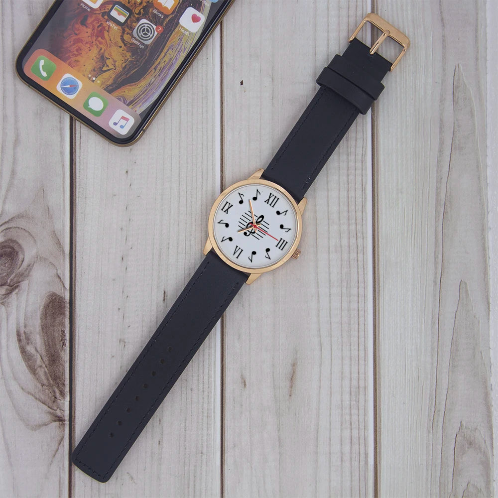 Montres-bracelets à quartz à symbole, Souvenir, Livraison gratuite, Montre-bracelet en or rose pour homme, Cadeau d'expert en musique, Naviforce, Note noire, Argent