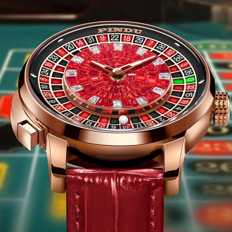 PINDU P6663 Roulette Dial Mechanical Watch Red Top