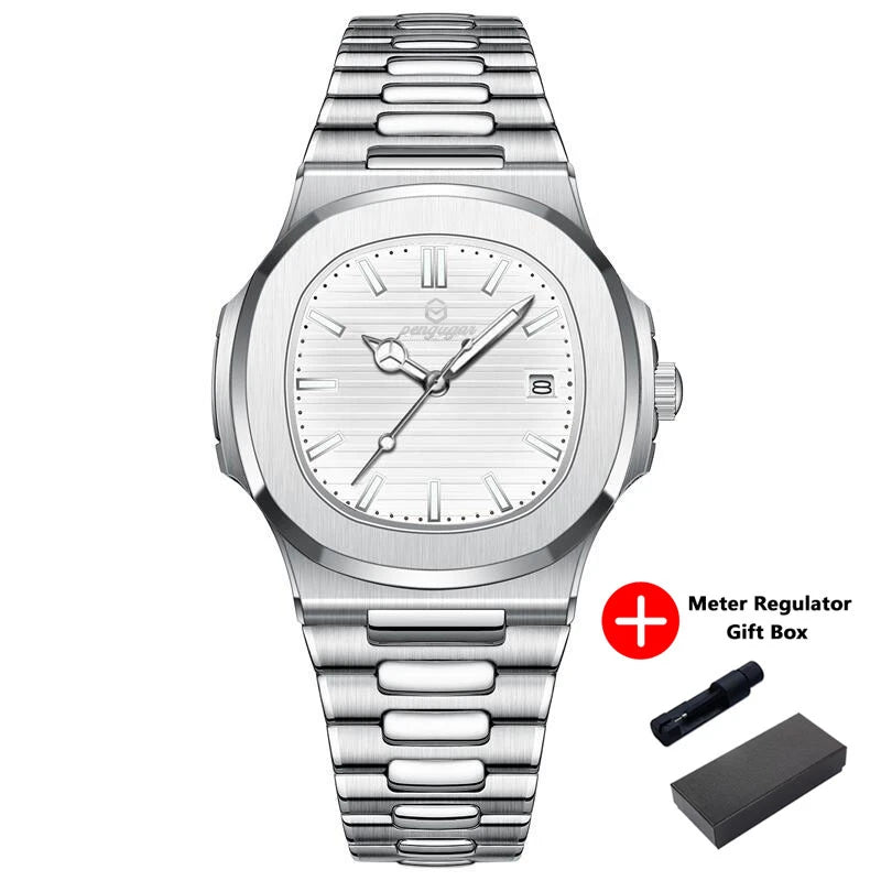 2026 Nouvelle Montre Homme Militaire de Luxe Carrée Étanche Lumineuse Date Semaine Montre Homme en Acier Inoxydable Montre à Quartz Homme Reloj+boîte