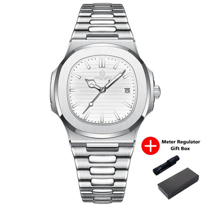 2026 Nouvelle Montre Homme Militaire de Luxe Carrée Étanche Lumineuse Date Semaine Montre Homme en Acier Inoxydable Montre à Quartz Homme Reloj+boîte