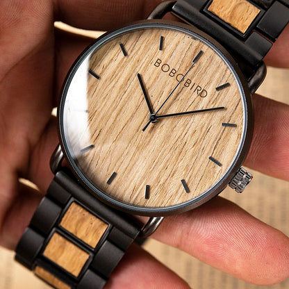 BOBO BIRD Montre Homme Bois de Zèbre Marque de Luxe Montres-bracelets à Quartz pour Homme Horloge Masculine Montres Simples Ultra-minces pour Homme