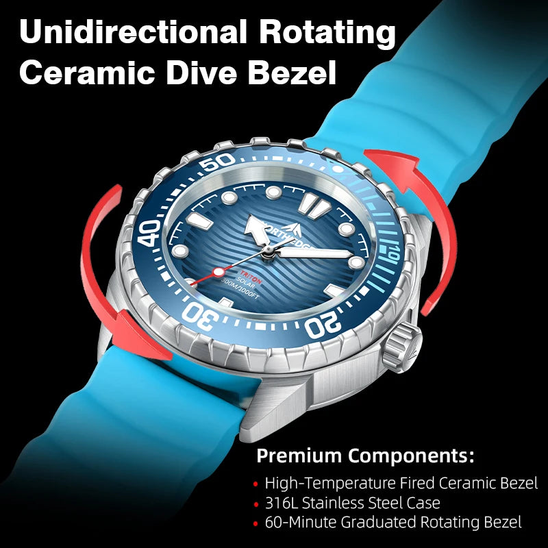 NORTH EDGE TRITON 2026 Solar Dive Watch 316L Steel