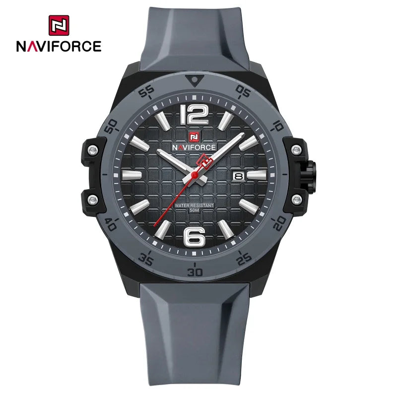 Montre Homme NAVIFORCE Étanche 50m Bracelet Silicone Mouvement Quartz Montre-Bracelet Sport Décontractée Tendance pour Homme Cadeau