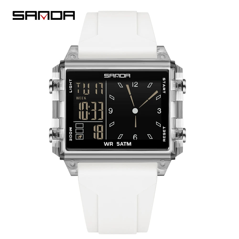 SANDA Luxury Brand Digital Watch for Men Women Square Dial Sport Waterproof Watches Man LED Pointer Display Relogios Masculino