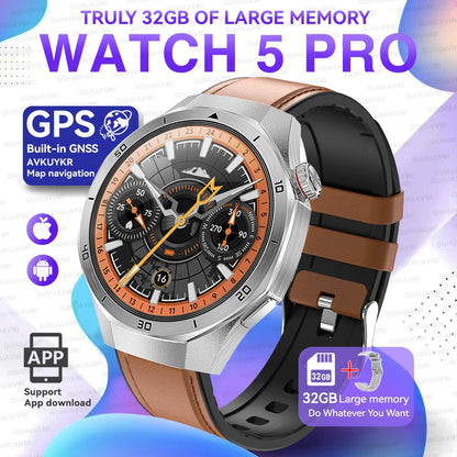 Montre connectée 2026 nouvelle Watch 5 Pro GPS Navigation cartographique 32 Go de mémoire Lecture vidéo et musique Appel NFC Alliage de titane Étanche pour homme
