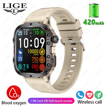 Montre Intelligente Homme Militaire Extérieur Sport Santé Moniteur Appel Bluetooth Assistant Vocal Étanche Pour Android IOS Montre Connectée
