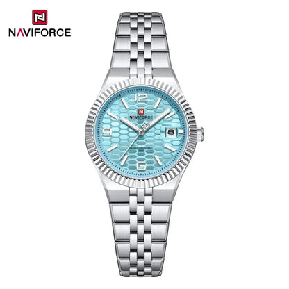 NAVIFORCE Montre de sport pour femmes, haute qualité, étanche, en acier inoxydable, horloge romantique, montre-bracelet à quartz pour dames, Reloj Mujer
