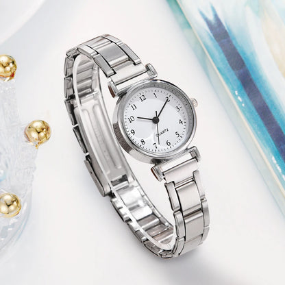 Montre Femme Mode Petit Cadran Arabe Bracelet en Acier Montre à Quartz pour Dames