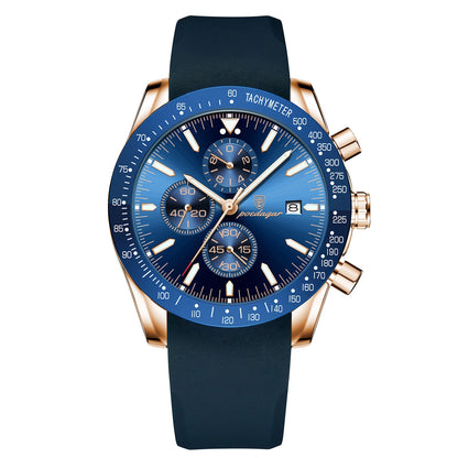 POEDAGAR Montre Homme de Luxe Étanche Lumineuse Date Chronographe Montre-Bracelet à Quartz Homme Haute Qualité Sport Cuir Homme Montres