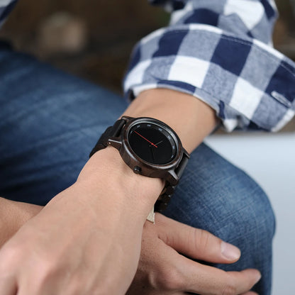 BOBO BIRD Montre en Bois Hommes Femmes Ébène Minimaliste Montre-Bracelet Mouvement Japonais Quartz Relogio Masculino Montres Personnalisées