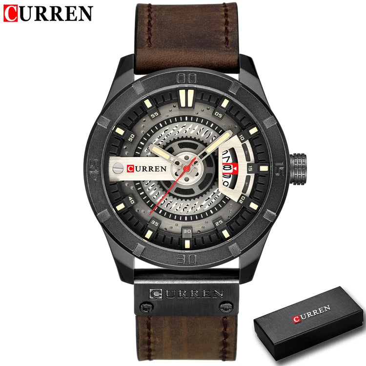 Marque de montres de luxe CURREN Montres de sport militaires pour hommes Montre à quartz pour hommes Décontractée en cuir Relogio Masculino