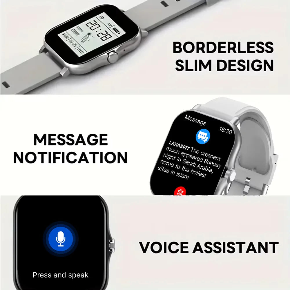 LAXASFIT 2025 Nouvelle Montre Connectée pour Hommes Femmes Cadeau Écran Tactile Complet Montre de Sport et de Fitness Appel Bluetooth Montre Intelligente Digitale