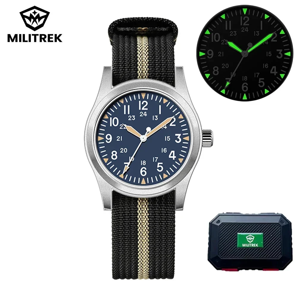 Montre Homme MILITREK 2026 Nouvelle Montre Militaire Rétro Quartz VH31 37mm Saphir Acier Inoxydable Étanche 100m Lumineux C3 Reloj Hombre