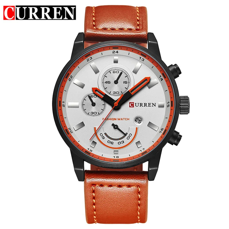 Montre à quartz pour homme Curren 8217, bracelet en cuir de luxe, marque supérieure, décontractée, à la mode, pour sport, horloge, montre-bracelet pour homme