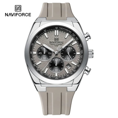 NAVIFORCE Montres Homme Chronographe Multifonctionnel Bracelet en Silicone Aiguilles Lumineuses Étanche 3ATM Haute Qualité Original pour Homme