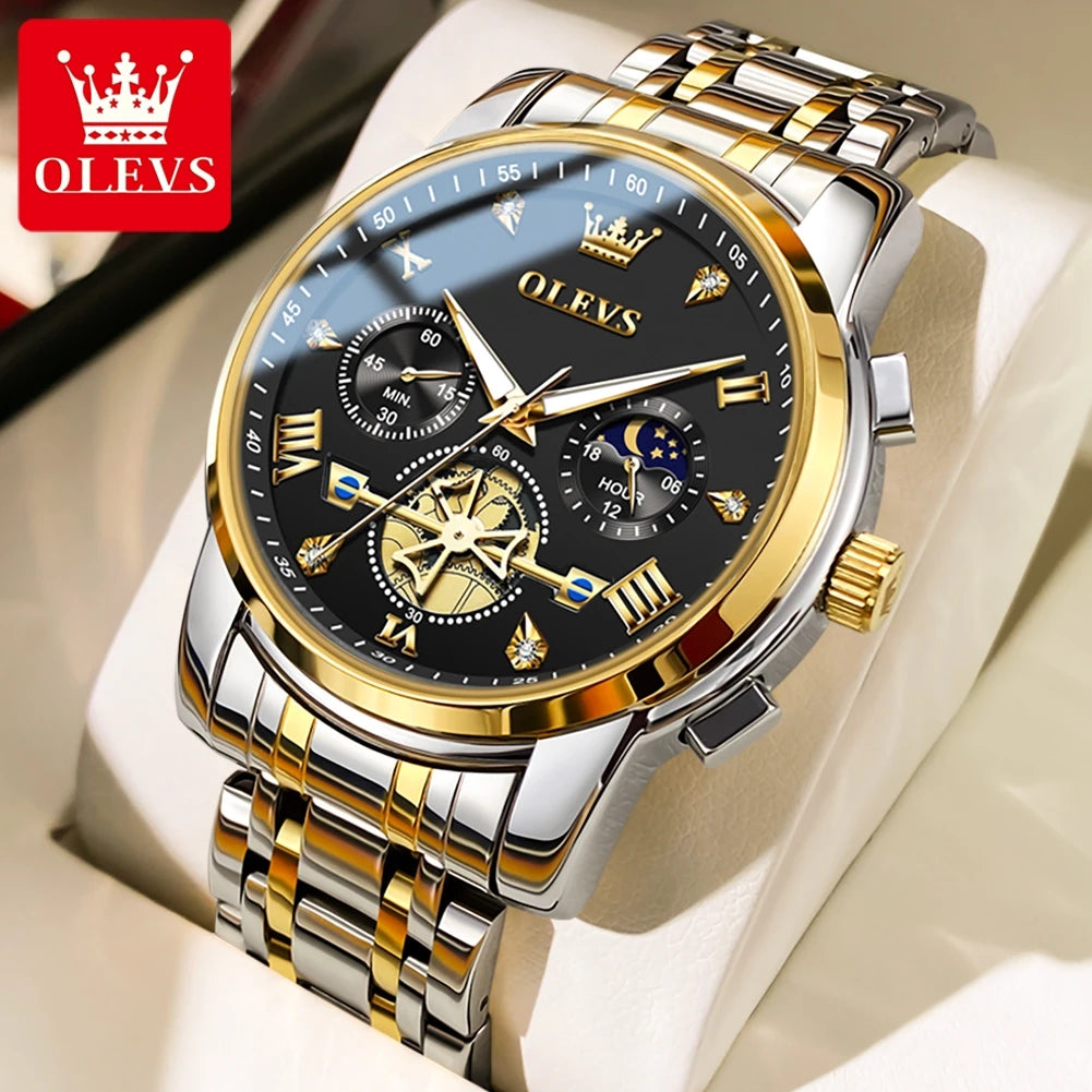 OLEVS Classic Multifunctional Flywheel Moon Phase Watch