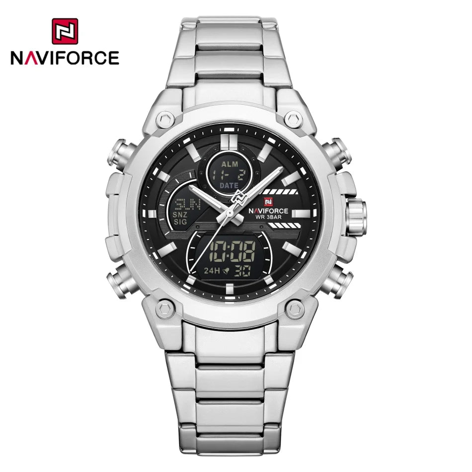 NAVIFORCE NF9278 Dual Display Stainless Steel Watch