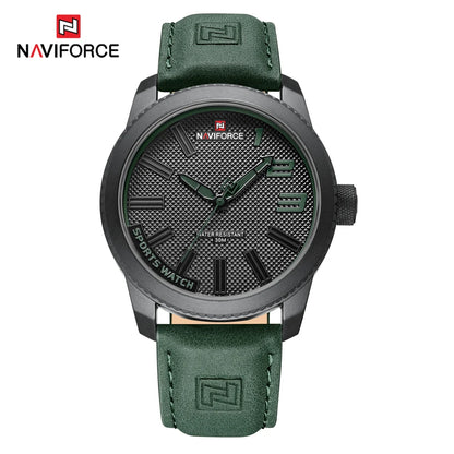 NAVIFORCE – Montre de sport homme de luxe de marque, montre-bracelet décontractée à quartz, étanche, en cuir analogique avec date