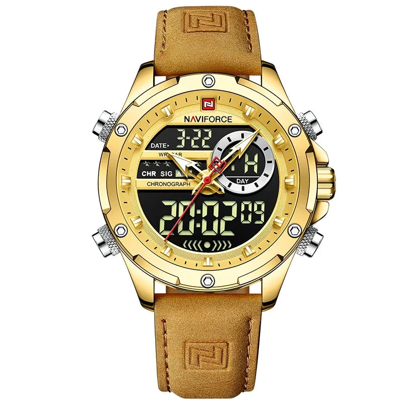 NAVIFORCE NF9208 Digital Men Military Watch Waterproof Wristwatch LED Quartz Clock Sport Big Watches