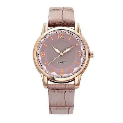 Montre à bracelet en cuir pour femme, verre polygonal, horloge de luxe, cadran créatif, mode, montre à quartz