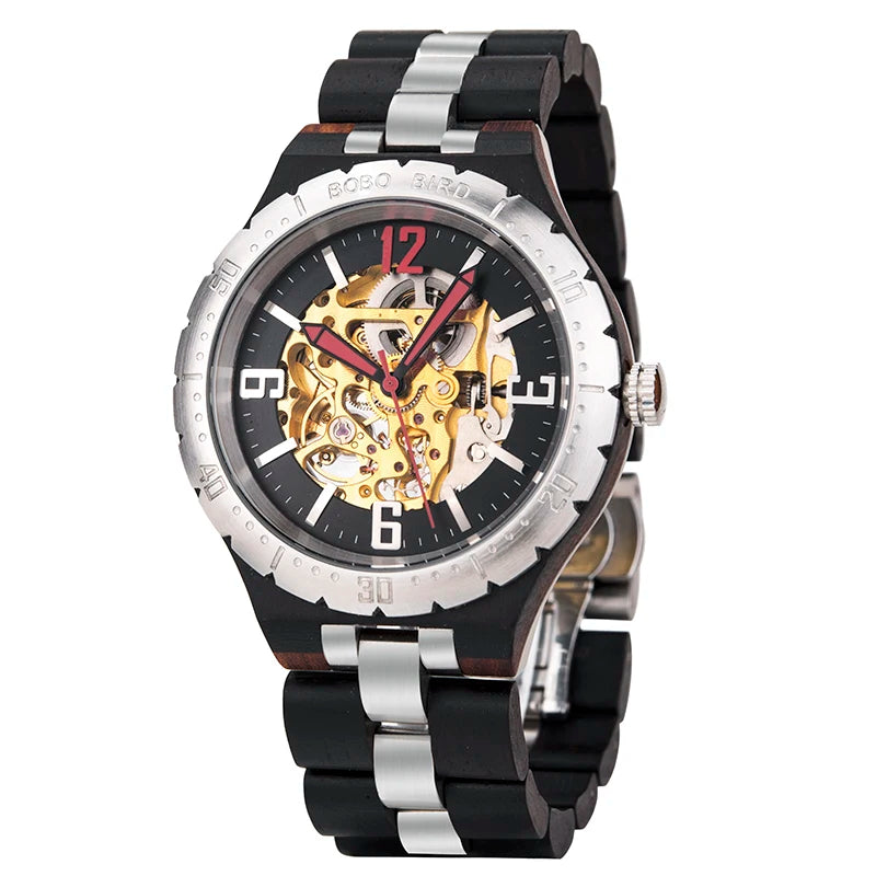 BOBO BIRD Automatic Mechanical Wood Watch in Gift Box