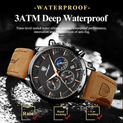 POEDAGAR Original Military Chronograph Date Watch