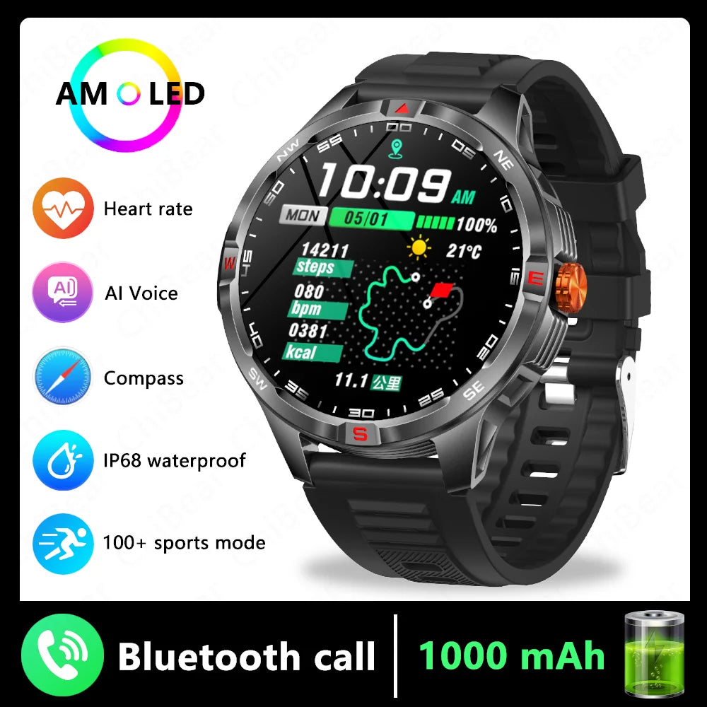 T-Rex 3 Military 1000mAh Battery Smart Watch Adult Men Compass Bluetooth Call AMOLED Screen Heart Rate Waterproof SmartWatches
