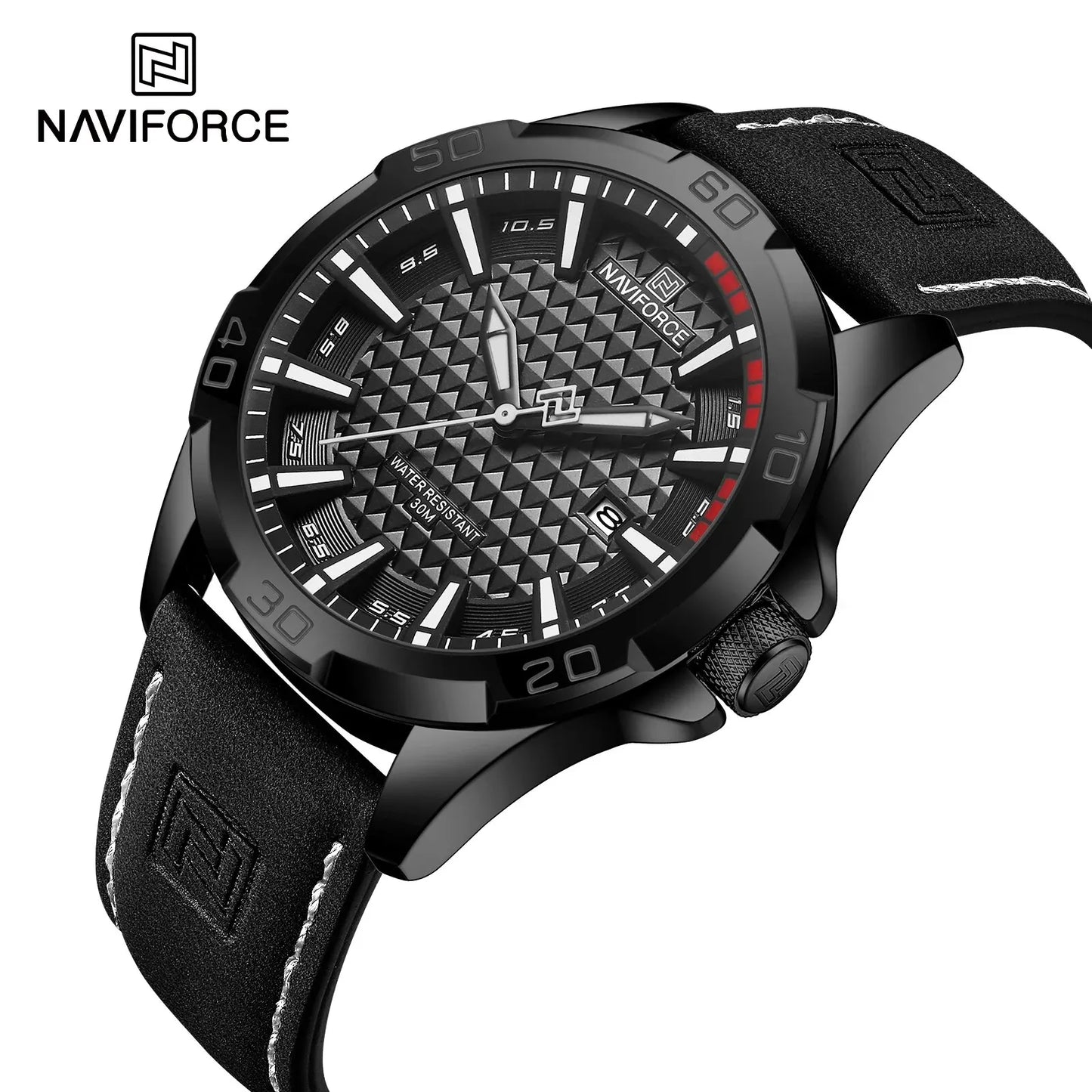 Montre-bracelet à quartz décontractée NAVIFORCE pour homme, style militaire, avec calendrier, étanche, en cuir, pour homme d'affaires, Relogio Masculino