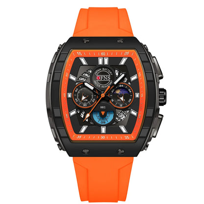 Montres-bracelets de mode en quartz OFNS pour homme, lumineuses, étanches, chronographe, calendrier, bracelet en silicone, montre de sport de luxe d'extérieur pour homme