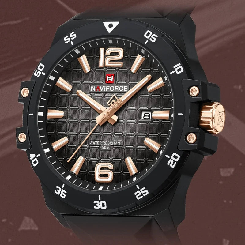Nouvelle montre homme NAVIFORCE, style mode, mouvement à quartz de luxe, bracelet sport en silicone, étanche et lumineuse, cadeau pour homme