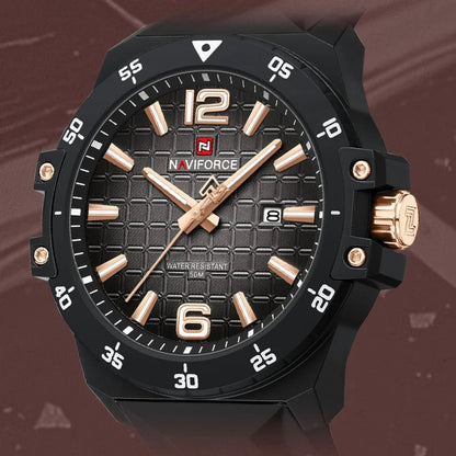 Nouvelle montre homme NAVIFORCE, style mode, mouvement à quartz de luxe, bracelet sport en silicone, étanche et lumineuse, cadeau pour homme