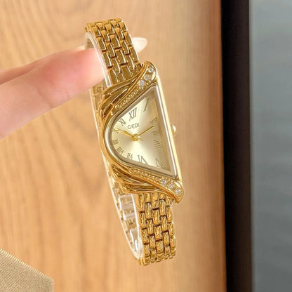 Retro Luxury Women's Watches Fashionable Asymmetrical Design, Premium Bracelet Style, Waterproof Quartz Timepiece, Perfect Gift