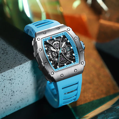 CURREN 3D Collection Rectangular Silicone Strap Watch