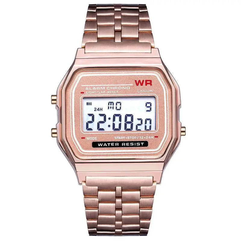 Femmes Hommes Unisexe Montre Or Argent Noir Vintage LED Numérique Sport Militaire Montres Bracelets Électronique Numérique Cadeau Présent Homme