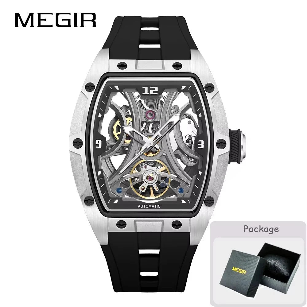 MEGIR 2026 Nouvelle montre automatique mécanique pour homme, marque de luxe, mouvement en acier inoxydable, étanche, Relogio