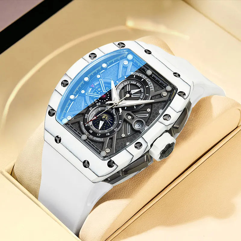BONEST GATTI Montre Homme Automatique Allemande Entièrement Automatique Mécanique Étanche Lumineuse Fibre de Carbone Montre-Bracelet Homme Luxe Léger