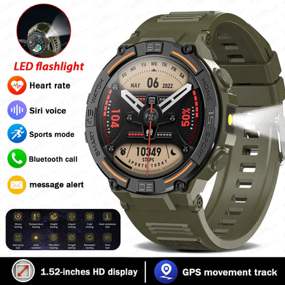 Smartwatch d'extérieur militaire 2026 pour hommes, appels Bluetooth, étanche, moniteur de santé, suivi sportif de course, compatible Android iOS