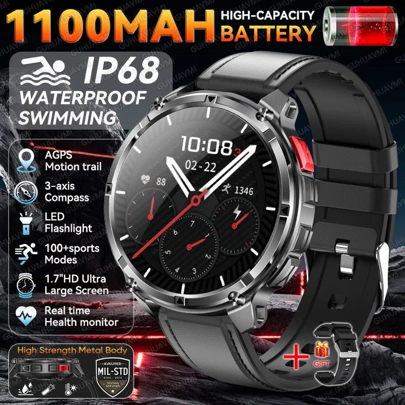 Montre connectée intelligente T-Rex3 Ultra 1100mAh Super Capacité pour hommes adultes 2026, grand écran 1,7", appel, étanche 5ATM, montres de sport