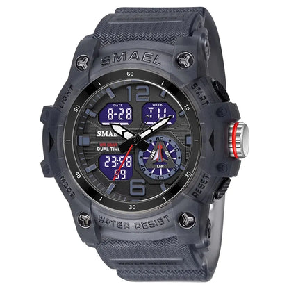 SMAEL Sport Watch Military Wristwatch for Men Alarm Stopwatch LED Digital Back Light Dual Time Display Waterproof Watch Men 8007