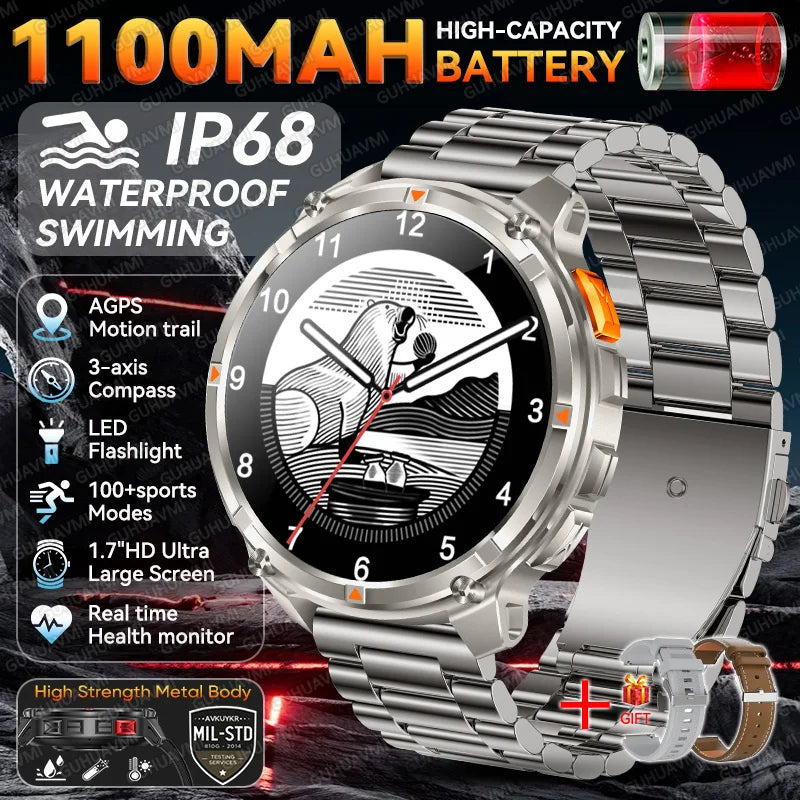 Montre connectée intelligente T-Rex3 Ultra 1100mAh Super Capacité pour hommes adultes 2026, grand écran 1,7", appel, étanche 5ATM, montres de sport