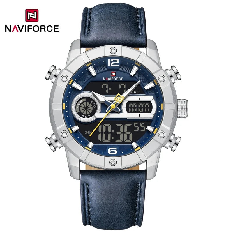 NAVIFORCE NF9263 Chronograph Genuine Leather Strap Watch