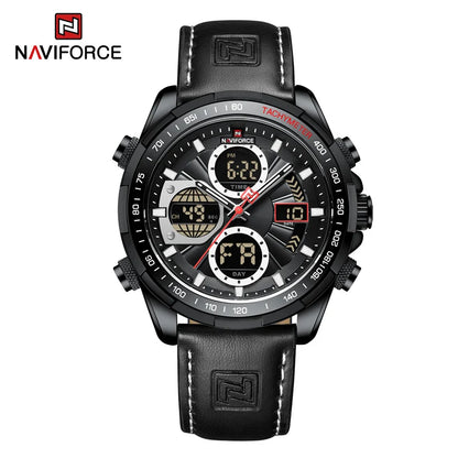 2025 NAVIFORCE Sport Watches for Men Strong Luminous Dual Display Waterproof Quartz Genuine Leather Wristwatch Relogio Masculino