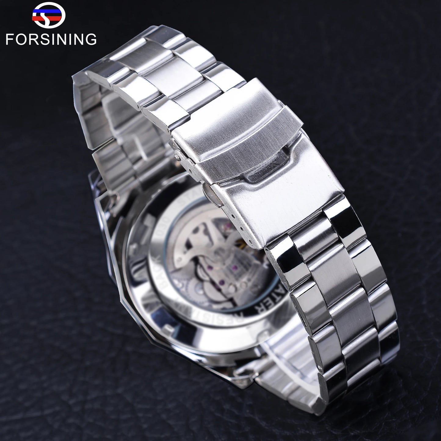 Forsining 2025 Montres Homme Squelette en Acier Inoxydable Étanche Marque de Luxe Transparente Mécanique Sport Montres-bracelets pour Hommes