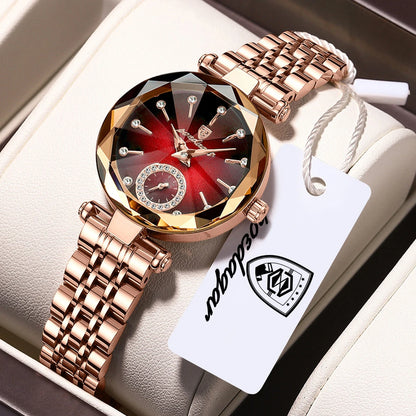 POEDAGAR Montres Exquises et Élégantes pour Femmes Étanche Cuir Haute Qualité Originale Montre Femme Quartz Montre-bracelet Dame