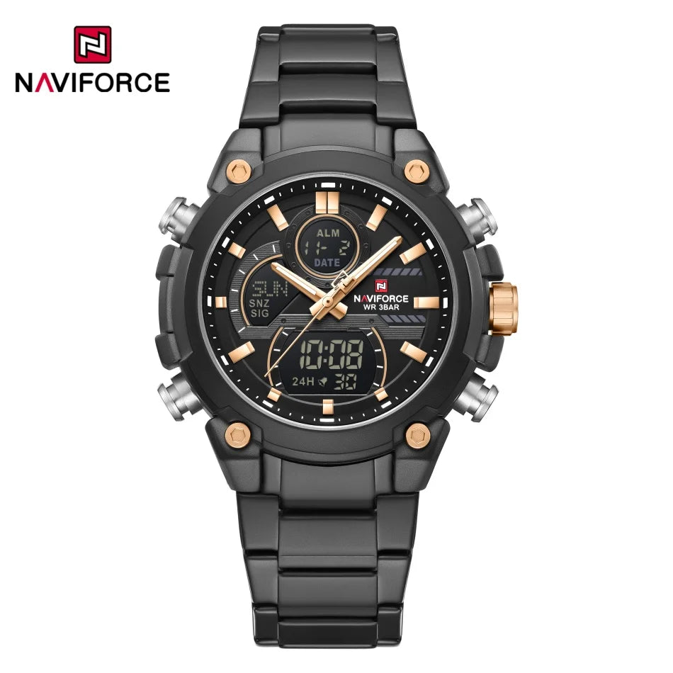 NAVIFORCE NF9278 Dual Display Stainless Steel Watch