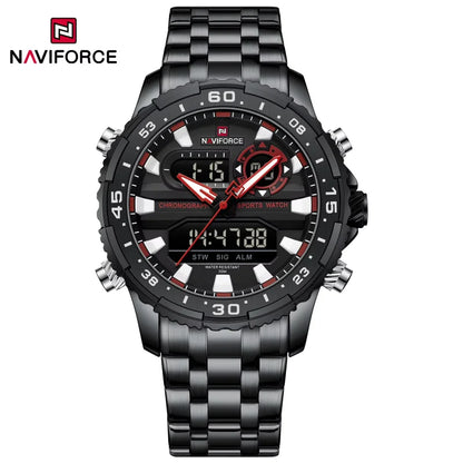Montres Homme NAVIFORCE Original Tendance Marque LCD Affichage Analogique Numérique Quartz Homme Horloge 30m Étanche Lumineuse Montre-Bracelet Homme